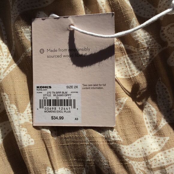 Women’s LC Lauren Conrad Shirred Pleated Neck Floral Top Sz 2X Peasant Flowy - Picture 5 of 5